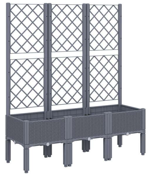 Kékszürke PP rácsos kerti ültetőláda 120 x 40 x 142 cm