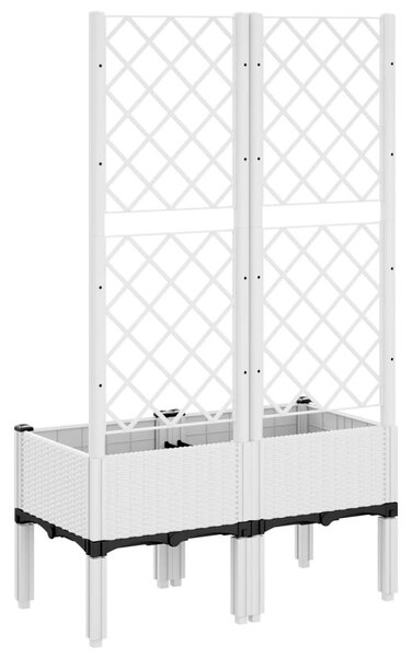 Fehér PP rácsos kerti ültetőláda 80 x 40 x 142 cm
