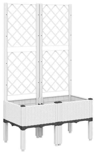 Fehér PP rácsos kerti ültetőláda 80 x 40 x 142 cm