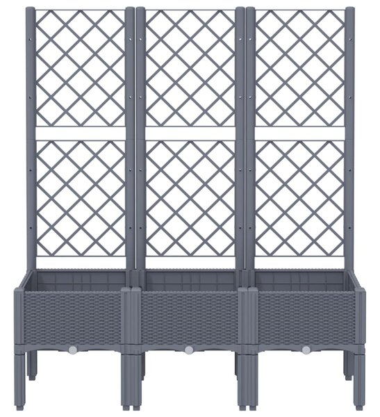 Kékszürke PP rácsos kerti ültetőláda 120 x 40 x 142 cm