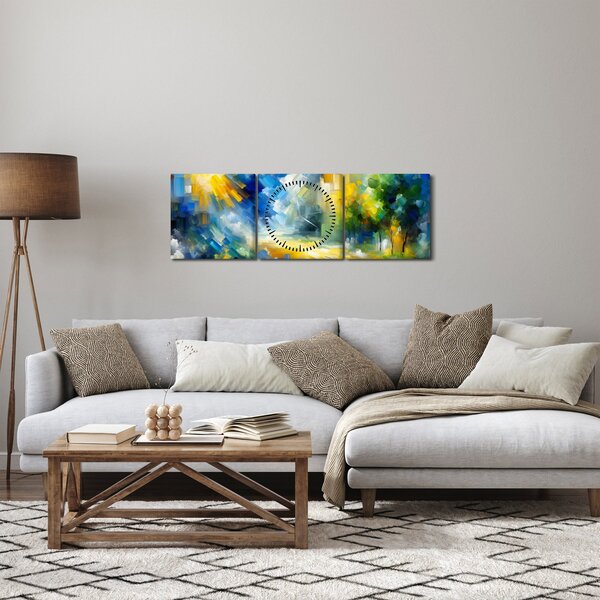 Kép - Absztrakt napos nap (órával) (90x30 cm)