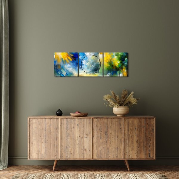 Kép - Absztrakt napos nap (órával) (90x30 cm)