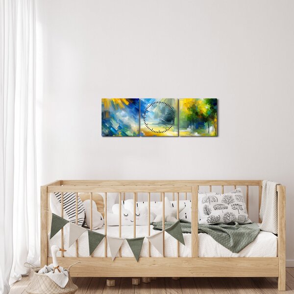 Kép - Absztrakt napos nap (órával) (90x30 cm)