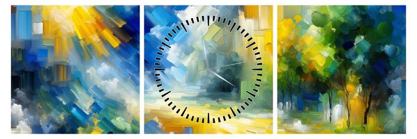 Kép - Absztrakt napos nap (órával) (90x30 cm)