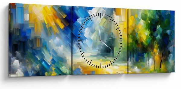 Kép - Absztrakt napos nap (órával) (90x30 cm)