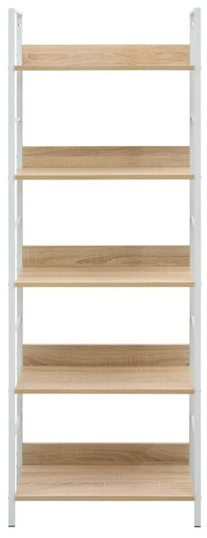 5 szintes tölgyszínű szerelt fa könyvespolc 60x27,6x158,5 cm
