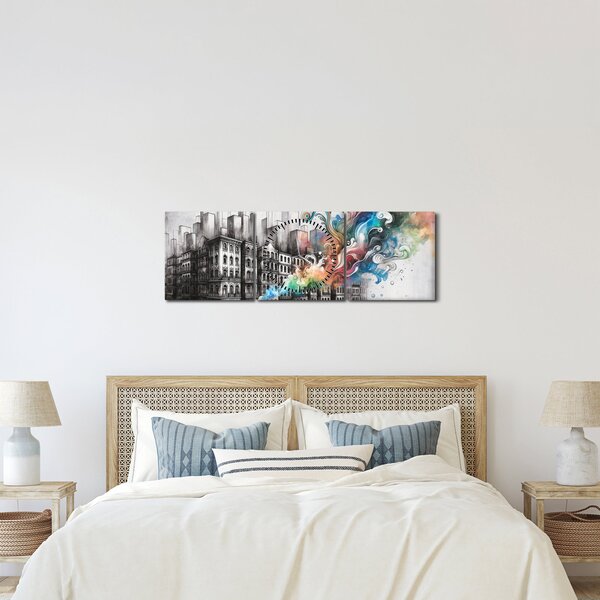 Kép - Ipari élet (órával) (90x30 cm)
