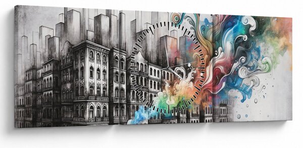 Kép - Ipari élet (órával) (90x30 cm)