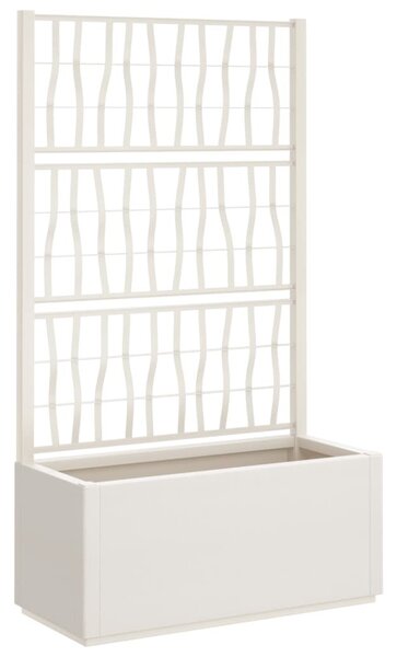 Fehér polipropilén rácsos kerti ültetőláda 80 x 36 x 140 cm