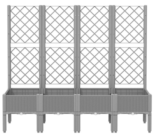 Világosszürke PP rácsos kerti ültetőláda 160 x 40 x 142 cm