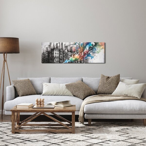 Kép - Ipari élet (órával) (90x30 cm)