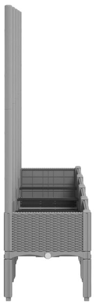 Világosszürke PP rácsos kerti ültetőláda 160 x 40 x 142 cm