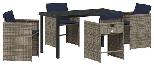 VidaXL Kert étkező szett párnával 5 pcs Szürke Poli rattan