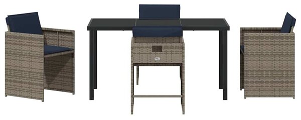 VidaXL Kert étkező szett párnával 5 pcs Szürke Poli rattan