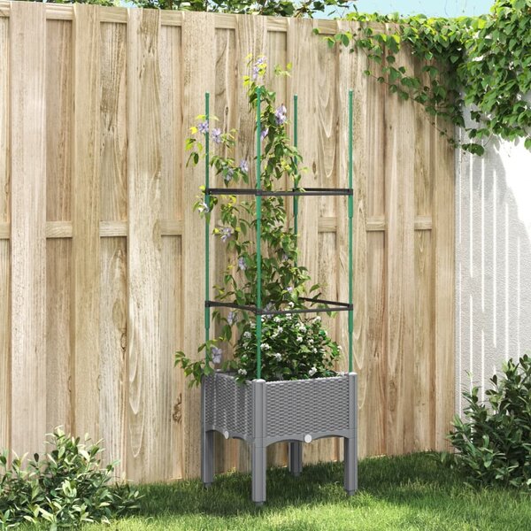 Világosszürke PP rácsos kerti ültetőláda 40 x 40 x 142,5 cm