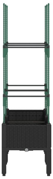 Fekete polipropilén rácsos kerti ültetőláda 80 x 40 x 142,5 cm