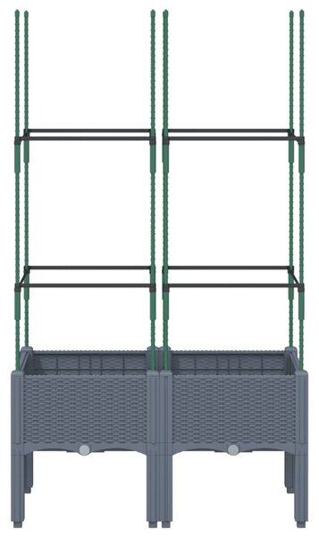 Kékszürke polipropilén rácsos kerti ültetőláda 80 x 40 x 142,5 cm