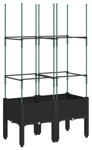 Fekete polipropilén rácsos kerti ültetőláda 80 x 40 x 142,5 cm