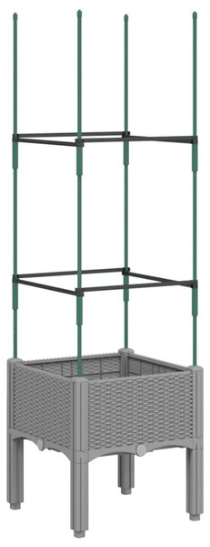 Világosszürke PP rácsos kerti ültetőláda 40 x 40 x 142,5 cm