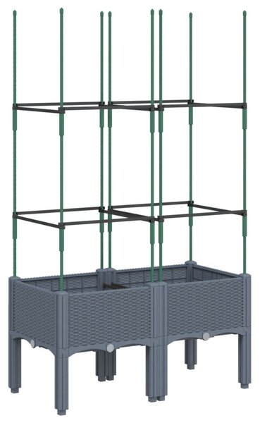 Kékszürke polipropilén rácsos kerti ültetőláda 80 x 40 x 142,5 cm