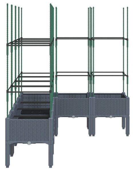 Kékszürke PP rácsos kerti ültetőláda 160 x 120 x 142,5 cm