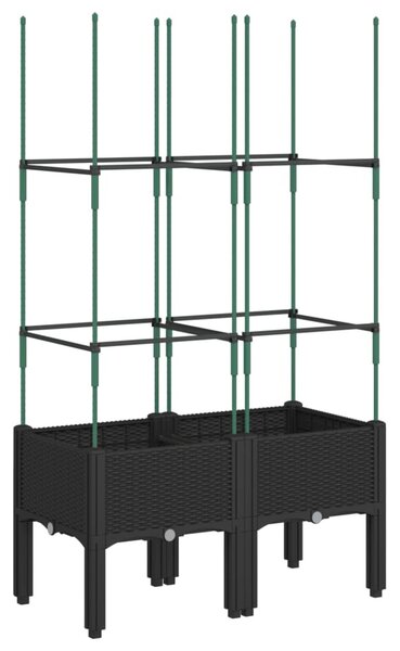 Fekete polipropilén rácsos kerti ültetőláda 80 x 40 x 142,5 cm