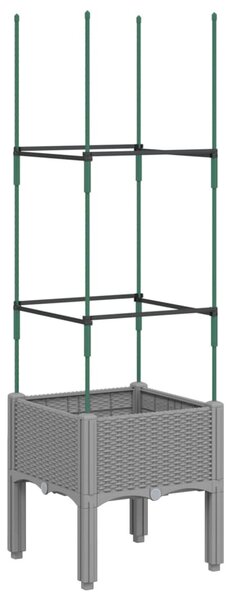 Világosszürke PP rácsos kerti ültetőláda 40 x 40 x 142,5 cm