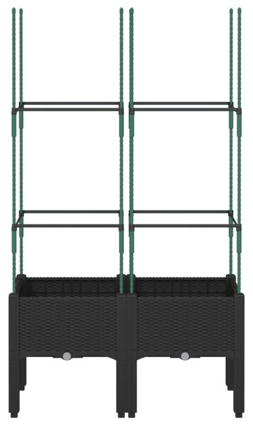Fekete polipropilén rácsos kerti ültetőláda 80 x 40 x 142,5 cm