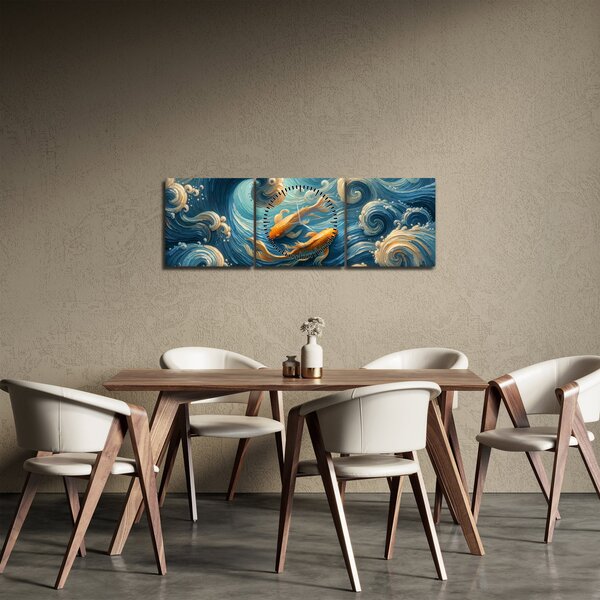 Kép - Aranyhalak (órával) (90x30 cm)