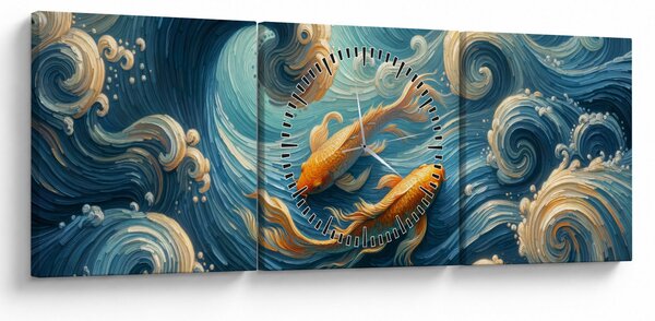 Kép - Aranyhalak (órával) (90x30 cm)