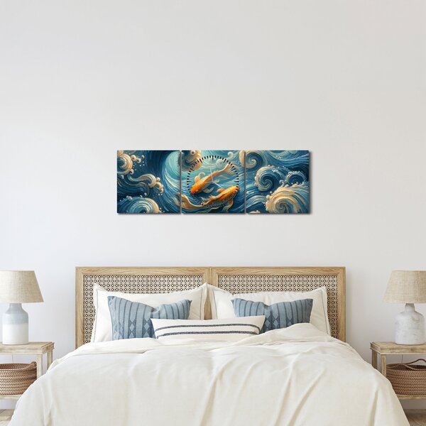 Kép - Aranyhalak (órával) (90x30 cm)