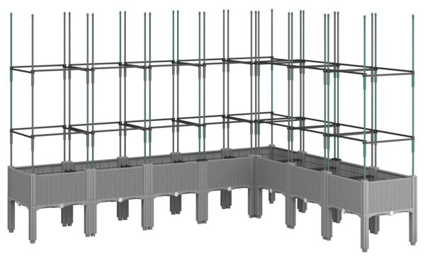 Világosszürke PP rácsos kerti ültetőláda 200 x 160 x 142,5 cm