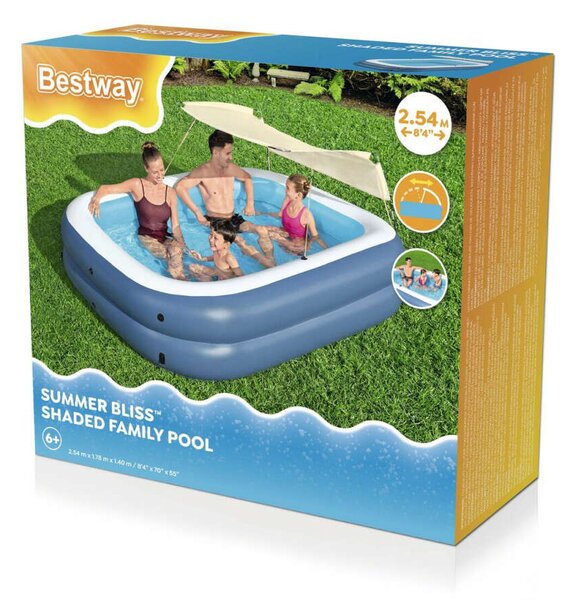 Bestway családi felfújható medence mozgatható tetővel 254x178x140 cm