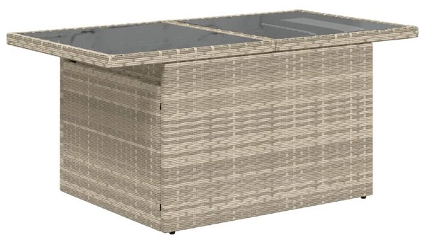 Szürke polyrattan üveglapos kerti asztal 100x55x73 cm