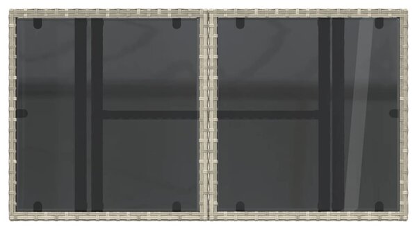 Szürke polyrattan üveglapos kerti asztal 100x55x73 cm