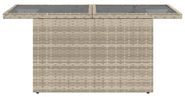 Szürke polyrattan üveglapos kerti asztal 100x55x73 cm
