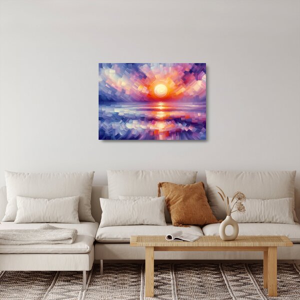 Üveg kép - Színes művészi naplemente (70x50 cm)