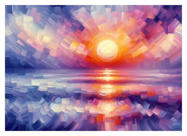 Üveg kép - Színes művészi naplemente (70x50 cm)