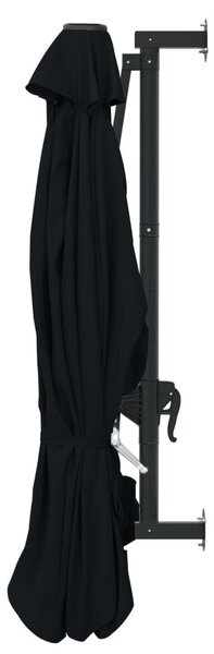 Fekete falra szerelhető napernyő fémrúddal 300 cm