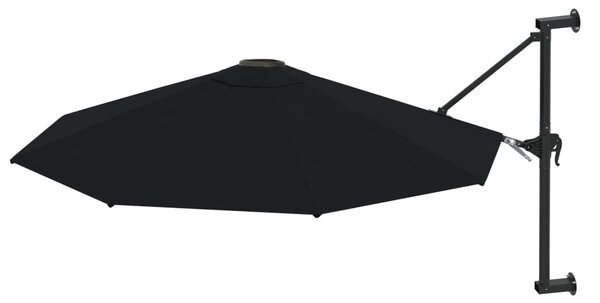Fekete falra szerelhető napernyő fémrúddal 300 cm
