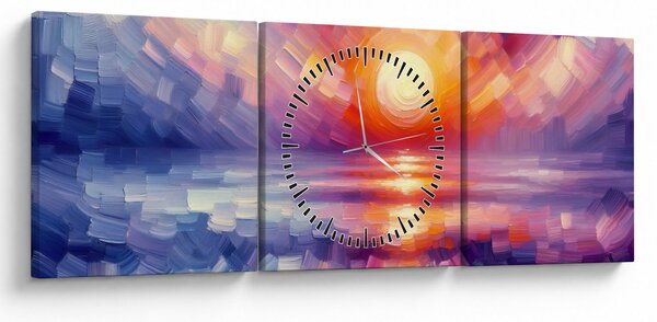Kép - Színes művészi naplemente (órával) (90x30 cm)