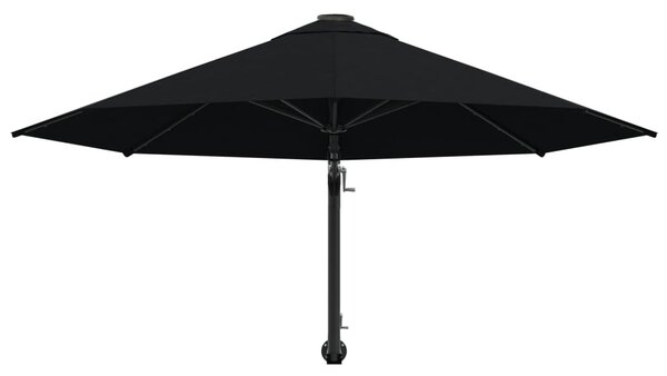 Fekete falra szerelhető napernyő fémrúddal 300 cm