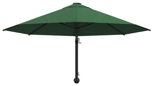 Zöld falra szerelhető napernyő fémrúddal 300 cm