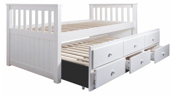 Összecsukható ágy 90 cm Ahlan (fehér) (ágyráccsal és tárolóhellyel)