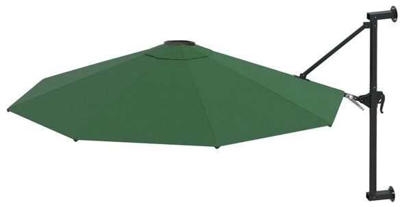 Zöld falra szerelhető napernyő fémrúddal 300 cm