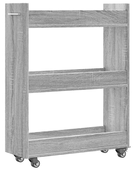 Szürke sonoma színű szerelt fa szekrény kerekekkel 60x22x79 cm