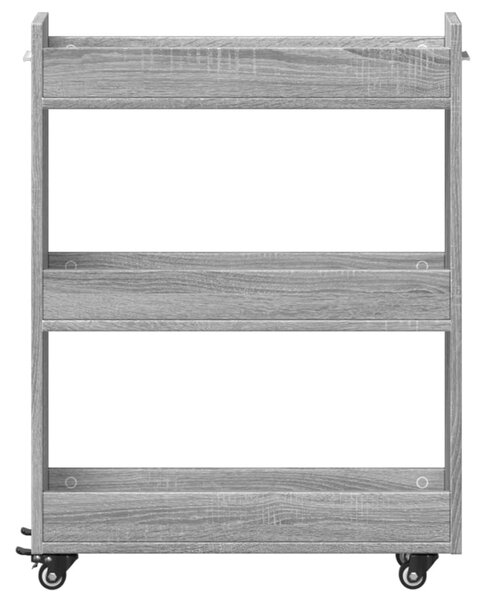 Szürke sonoma színű szerelt fa szekrény kerekekkel 60x22x79 cm