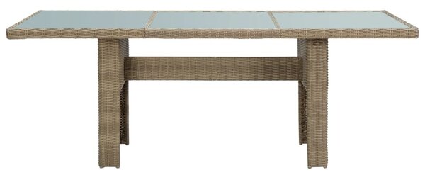 Barna üveg és polyrattan kerti étkezőasztal 200 x 100 x 74 cm
