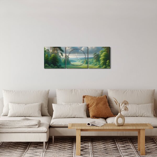Kép - Zöld táj (órával) (90x30 cm)