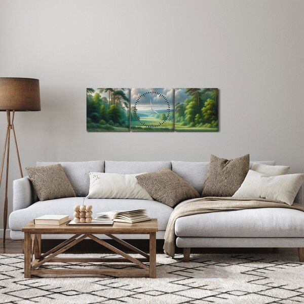 Kép - Zöld táj (órával) (90x30 cm)